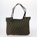 FENDI Zucca Canvas Zucchino Canvas Hand Bag Enamel 2 Set Black Brown Auth hk3167-2