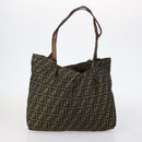 FENDI Zucca Canvas Zucchino Canvas Hand Bag Enamel 2 Set Black Brown Auth hk3167-3