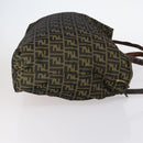 FENDI Zucca Canvas Zucchino Canvas Hand Bag Enamel 2 Set Black Brown Auth hk3167-4