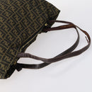 FENDI Zucca Canvas Zucchino Canvas Hand Bag Enamel 2 Set Black Brown Auth hk3167-5