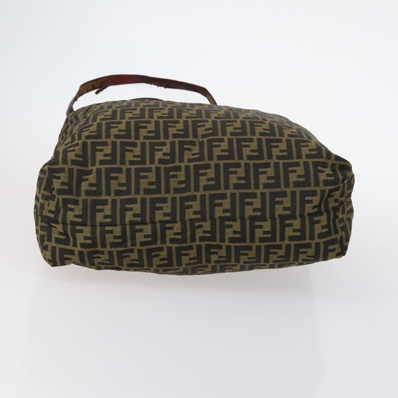 FENDI Zucca Canvas Zucchino Canvas Hand Bag Enamel 2 Set Black Brown Auth hk3167