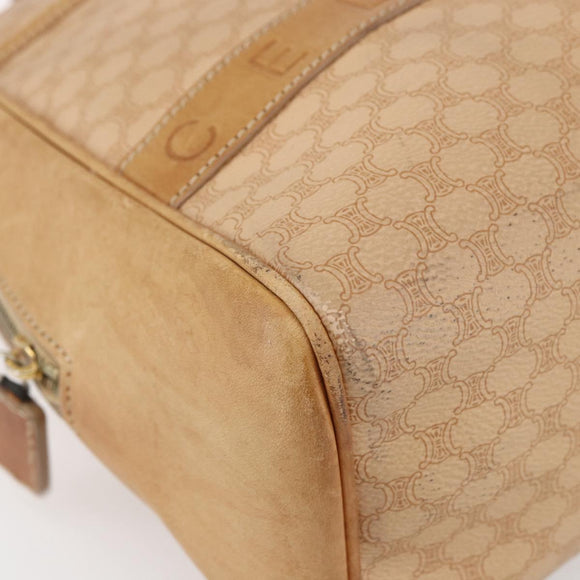 CELINE Macadam Canvas Hand Bag PVC Leather Beige Gold Auth hk3172