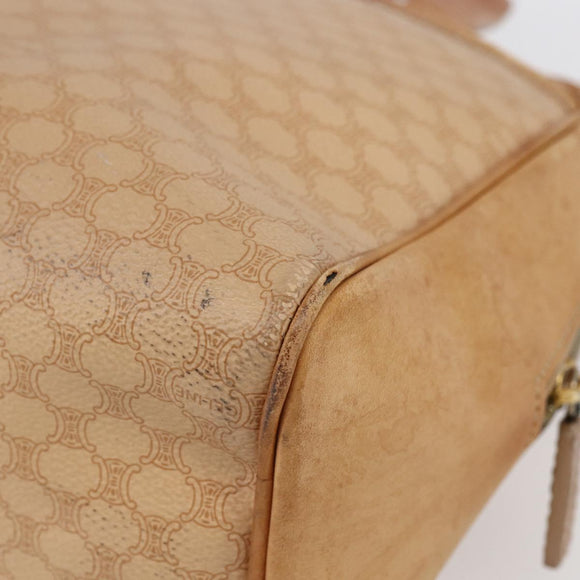 CELINE Macadam Canvas Hand Bag PVC Leather Beige Gold Auth hk3172