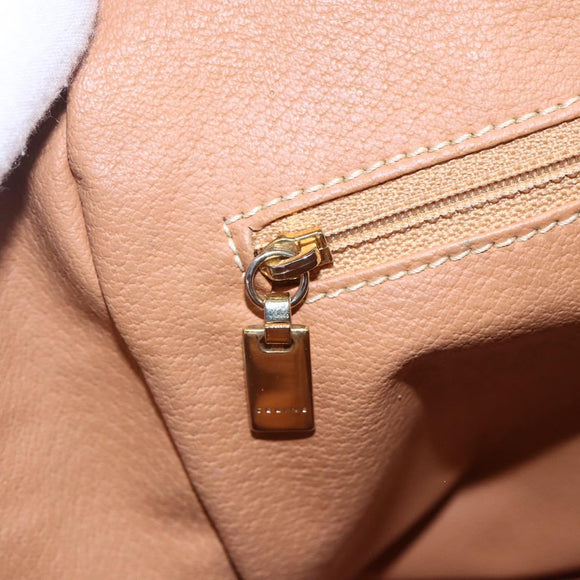 CELINE Macadam Canvas Hand Bag PVC Leather Beige Gold Auth hk3172