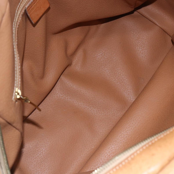 CELINE Macadam Canvas Hand Bag PVC Leather Beige Gold Auth hk3172