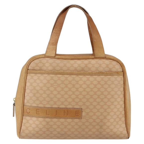 CELINE Macadam Canvas Hand Bag PVC Leather Beige Gold Auth hk3172