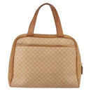 CELINE Macadam Canvas Hand Bag PVC Leather Beige Gold Auth hk3172-3