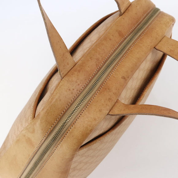 CELINE Macadam Canvas Hand Bag PVC Leather Beige Gold Auth hk3172