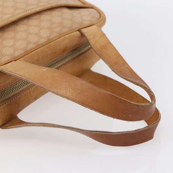 CELINE Macadam Canvas Hand Bag PVC Leather Beige Gold Auth hk3172