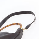 GUCCI Bamboo Shoulder Bag Leather 2way Black Gold 001 0166 1577 Auth hk3173-15
