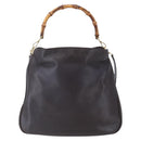 GUCCI Bamboo Shoulder Bag Leather 2way Black Gold 001 0166 1577 Auth hk3173-2