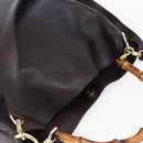 GUCCI Bamboo Shoulder Bag Leather 2way Black Gold 001 0166 1577 Auth hk3173-6