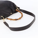 GUCCI Bamboo Shoulder Bag Leather 2way Black Gold 001 0166 1577 Auth hk3173-8