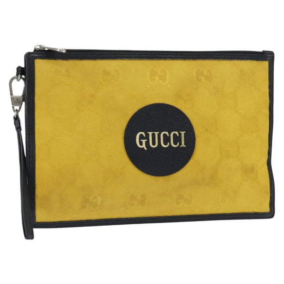 GUCCI GG Supreme Clutch Bag Yellow Silver 625598 Auth hk3176