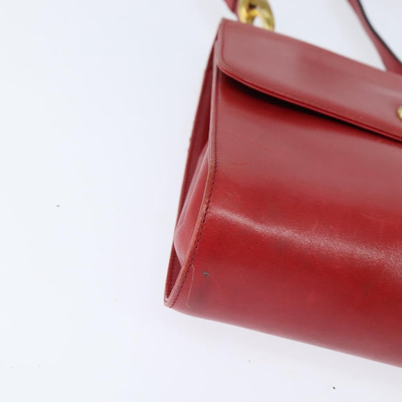 Salvatore Ferragamo Gancini Shoulder Bag Leather Red Gold Auth hk3177