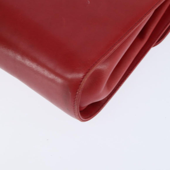 Salvatore Ferragamo Gancini Shoulder Bag Leather Red Gold Auth hk3177