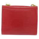 Salvatore Ferragamo Gancini Shoulder Bag Leather Red Gold Auth hk3177-2