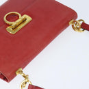 Salvatore Ferragamo Gancini Shoulder Bag Leather Red Gold Auth hk3177-6