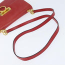 Salvatore Ferragamo Gancini Shoulder Bag Leather Red Gold Auth hk3177-7