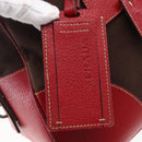 PRADA Boston Bag Canvas Leather Brown Red Silver Auth hk3186-18