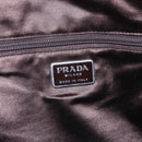 PRADA Boston Bag Canvas Leather Brown Red Silver Auth hk3186-20