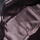 PRADA Boston Bag Canvas Leather Brown Red Silver Auth hk3186-11