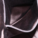 PRADA Boston Bag Canvas Leather Brown Red Silver Auth hk3186-24