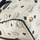 MCM Logogram Vicetos Boston Bag PVC Leather White Gold Auth hk3189-14