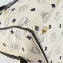 MCM Logogram Vicetos Boston Bag PVC Leather White Gold Auth hk3189-16