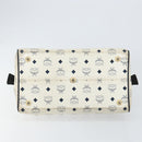 MCM Logogram Vicetos Boston Bag PVC Leather White Gold Auth hk3189-5