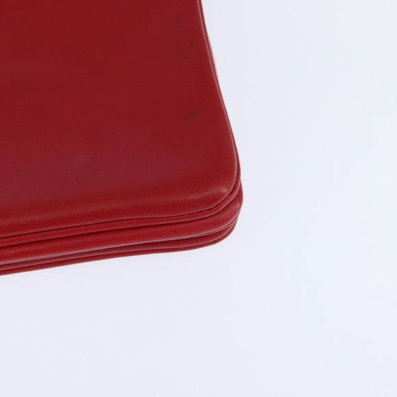 CELINE Trio Small Shoulder Bag Leather Red Gold Auth hk3190