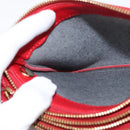 CELINE Trio Small Shoulder Bag Leather Red Gold Auth hk3190-19