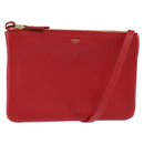 CELINE Trio Small Shoulder Bag Leather Red Gold Auth hk3190-1