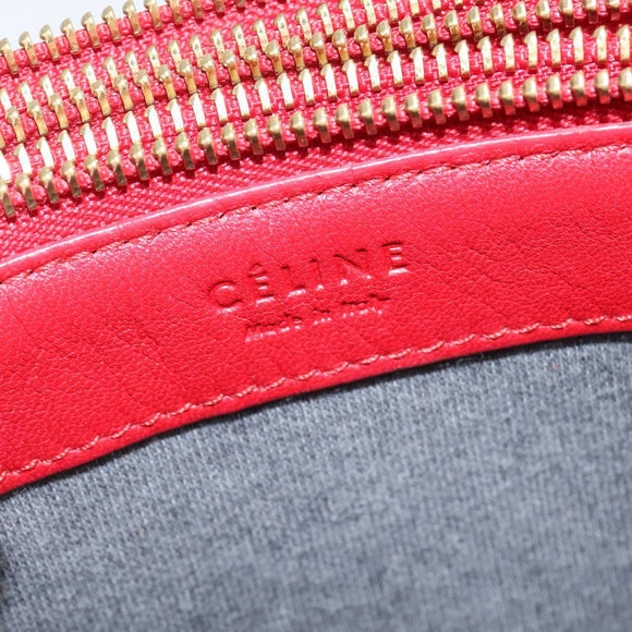CELINE Trio Small Shoulder Bag Leather Red Gold Auth hk3190