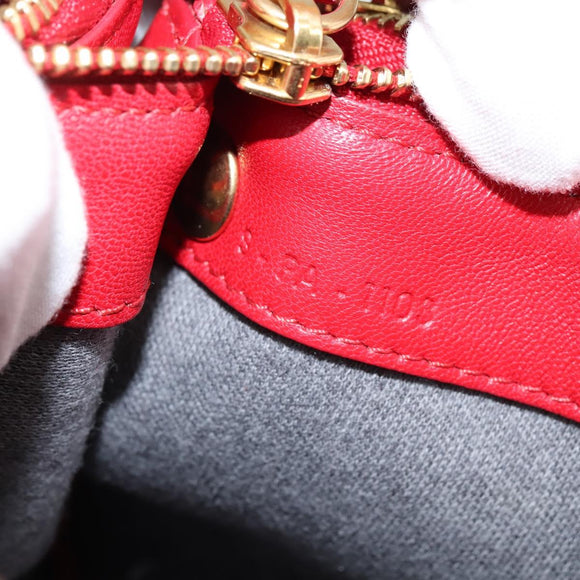 CELINE Trio Small Shoulder Bag Leather Red Gold Auth hk3190