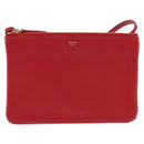 CELINE Trio Small Shoulder Bag Leather Red Gold Auth hk3190-13