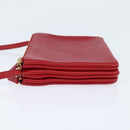 CELINE Trio Small Shoulder Bag Leather Red Gold Auth hk3190-3
