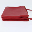 CELINE Trio Small Shoulder Bag Leather Red Gold Auth hk3190-4