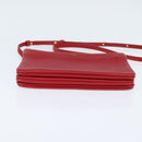 CELINE Trio Small Shoulder Bag Leather Red Gold Auth hk3190-5