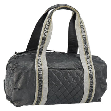 CHANEL Sports Hand Bag PVC Gray Silver CC Auth hk3194