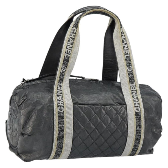 CHANEL Sports Hand Bag PVC Gray Silver CC Auth hk3194