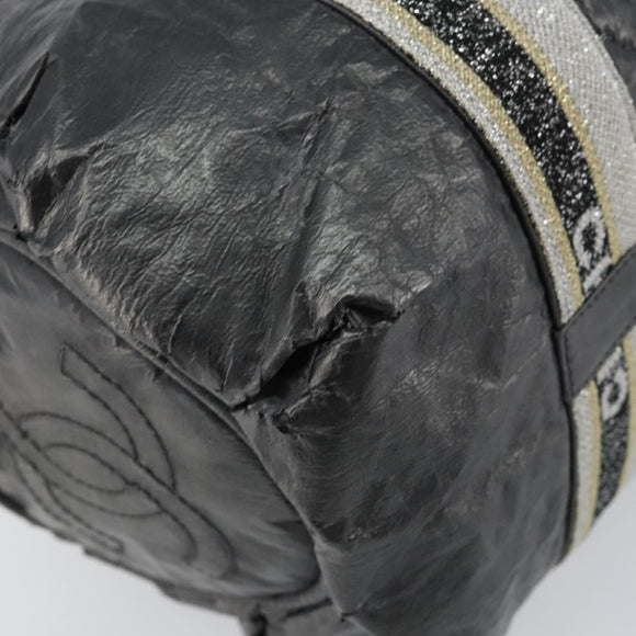 CHANEL Sports Hand Bag PVC Gray Silver CC Auth hk3194