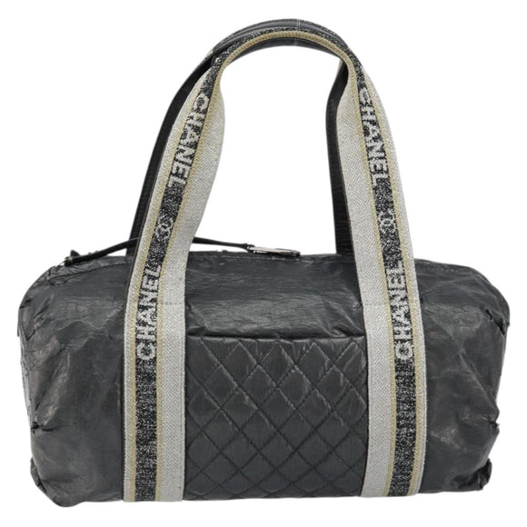 CHANEL Sports Hand Bag PVC Gray Silver CC Auth hk3194
