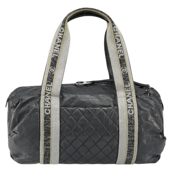 CHANEL Sports Hand Bag PVC Gray Silver CC Auth hk3194