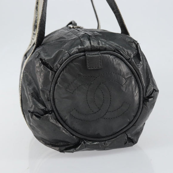 CHANEL Sports Hand Bag PVC Gray Silver CC Auth hk3194