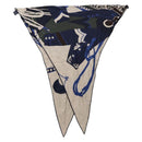 HERMES Stole Rhombus Lozenges ""ZOUAVES AT DRAGON"" Cashmere Blue Auth hk3195-1