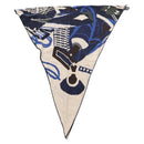 HERMES Stole Rhombus Lozenges ""ZOUAVES AT DRAGON"" Cashmere Blue Auth hk3195-3