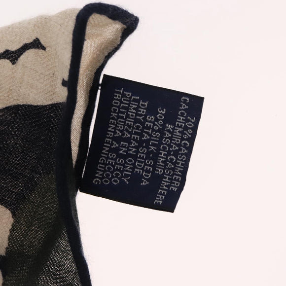 HERMES Stole Rhombus Lozenges ""ZOUAVES AT DRAGON"" Cashmere Blue Auth hk3195