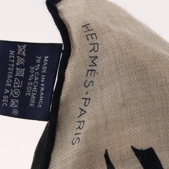 HERMES Stole Rhombus Lozenges ""ZOUAVES AT DRAGON"" Cashmere Blue Auth hk3195