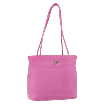 PRADA Tote Bag Nylon Pink Silver Auth hk3199